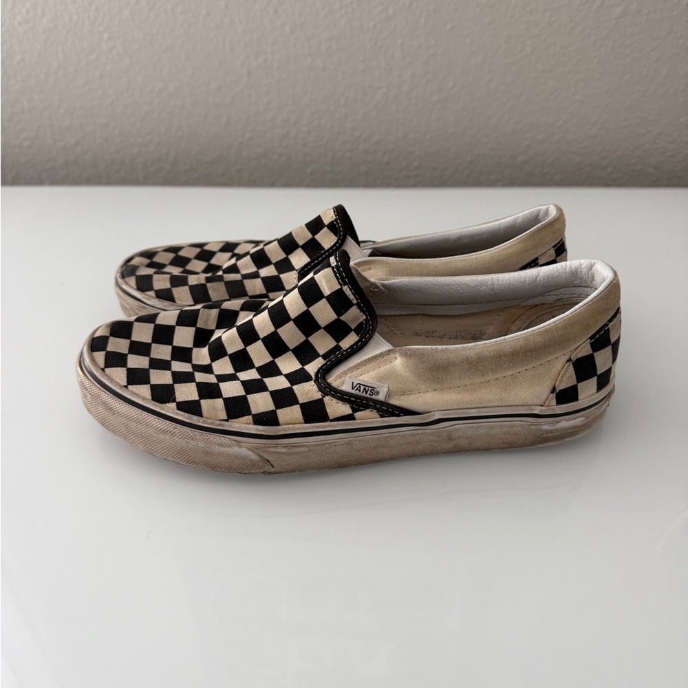 Vans Black and Cream Checkerboard Slip-Ons - Picture 2 of 5